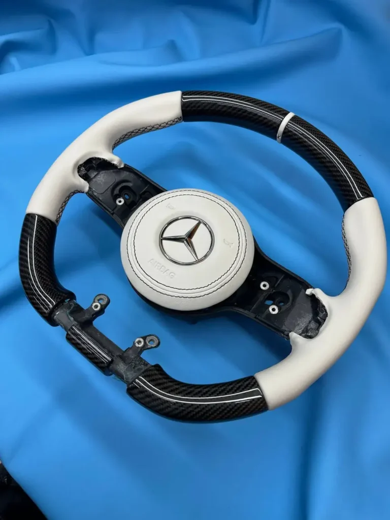 Руль Mercedes после перетяжки натуральной кожей с подушкой безопасности